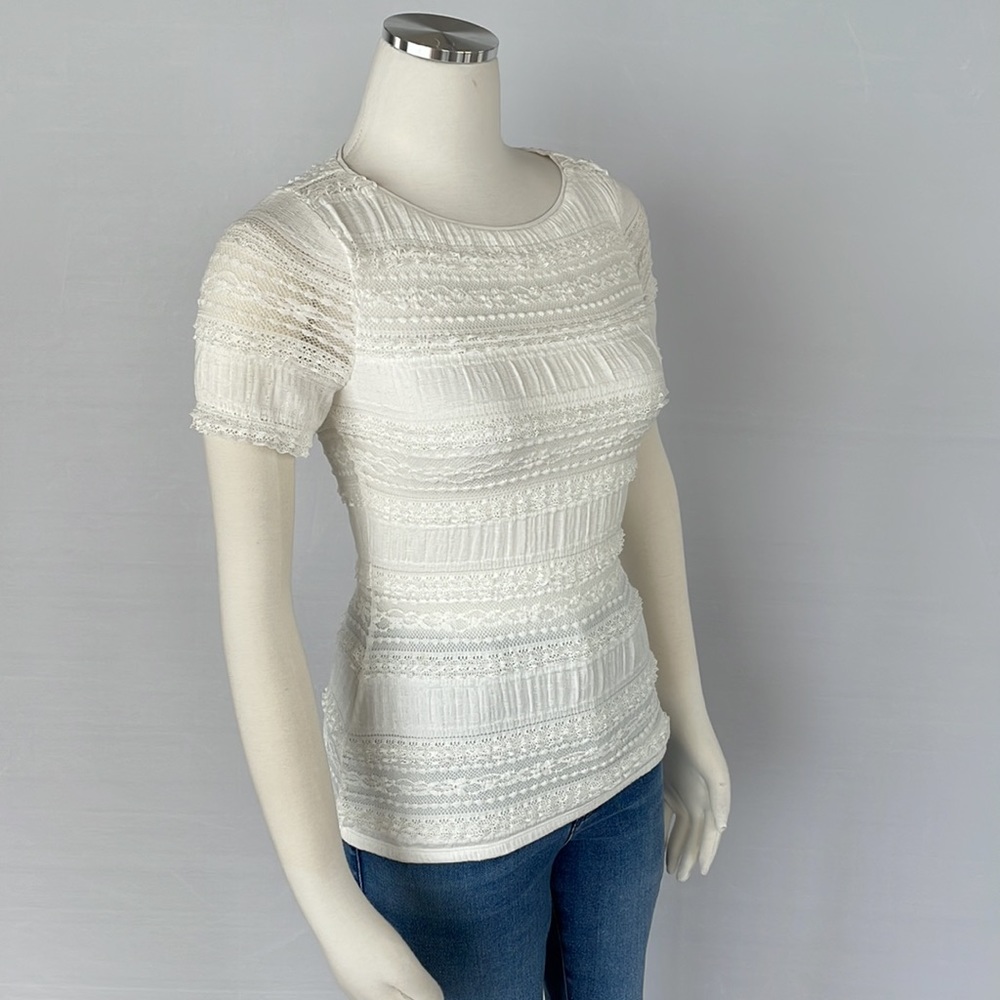 WHBM Lace Top Stretchy Ecru XX Small - Picture 8 of 15